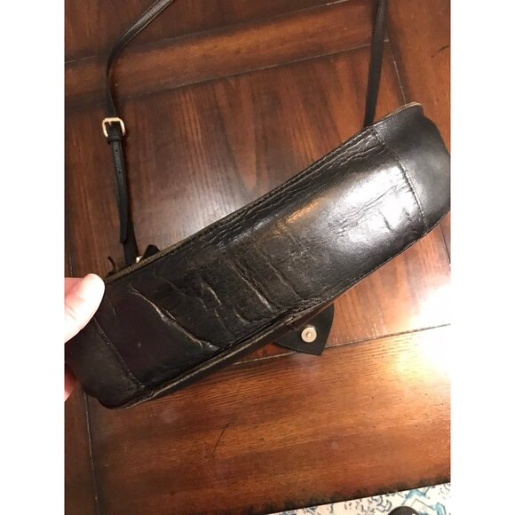 Vera Pelle Black Embossed Leather Purse Crossbody Bag - Picture 7 of 12